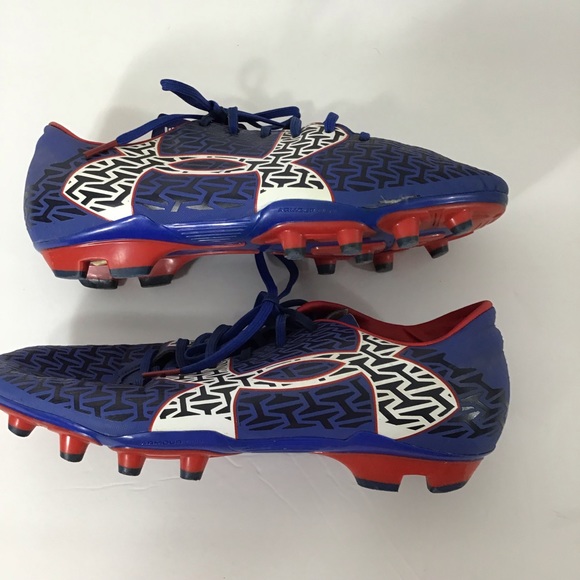 Under Armour Blue Red White Soccer Sports Cleats - Picture 6 of 7